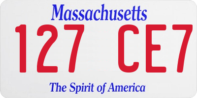 MA license plate 127CE7