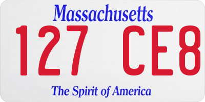 MA license plate 127CE8