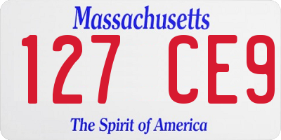 MA license plate 127CE9