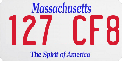MA license plate 127CF8