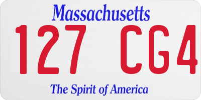 MA license plate 127CG4