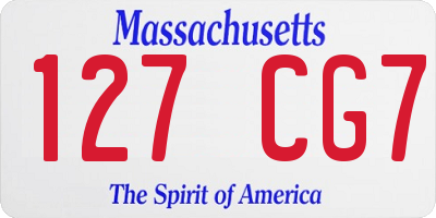 MA license plate 127CG7