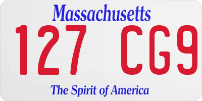 MA license plate 127CG9