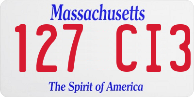 MA license plate 127CI3