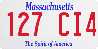 MA license plate 127CI4