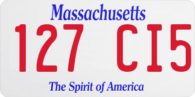 MA license plate 127CI5