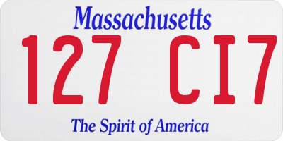 MA license plate 127CI7