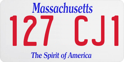 MA license plate 127CJ1