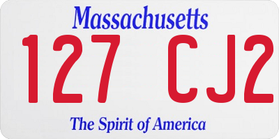 MA license plate 127CJ2