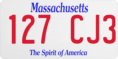 MA license plate 127CJ3