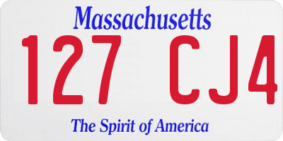 MA license plate 127CJ4