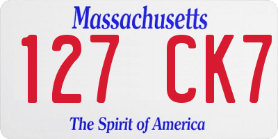 MA license plate 127CK7