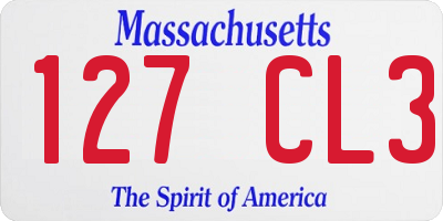 MA license plate 127CL3