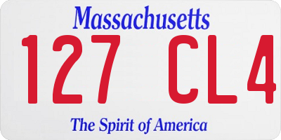 MA license plate 127CL4