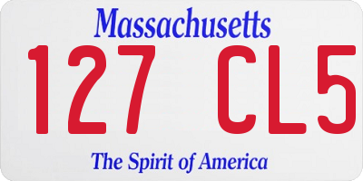 MA license plate 127CL5