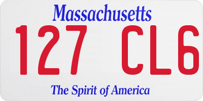 MA license plate 127CL6