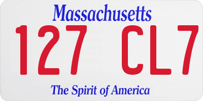 MA license plate 127CL7
