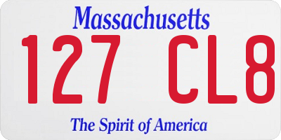 MA license plate 127CL8