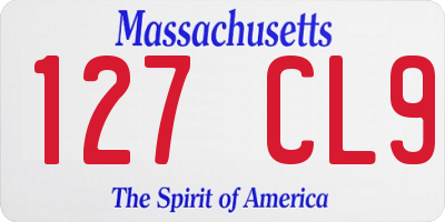 MA license plate 127CL9