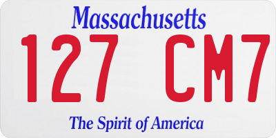 MA license plate 127CM7