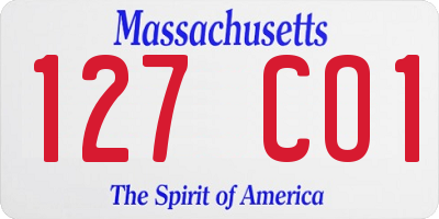 MA license plate 127CO1