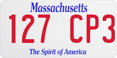MA license plate 127CP3
