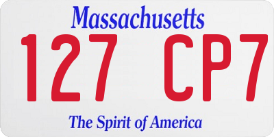 MA license plate 127CP7