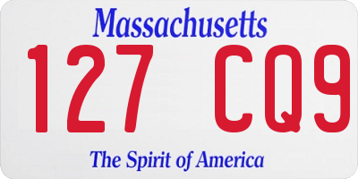MA license plate 127CQ9