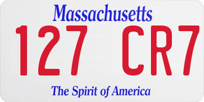 MA license plate 127CR7