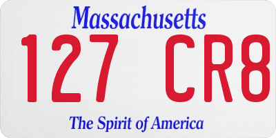 MA license plate 127CR8