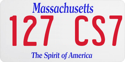 MA license plate 127CS7