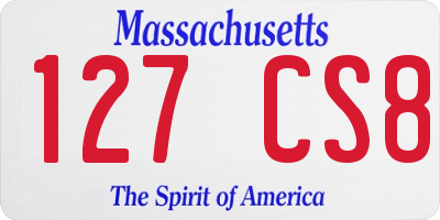 MA license plate 127CS8
