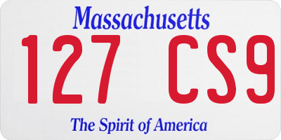 MA license plate 127CS9