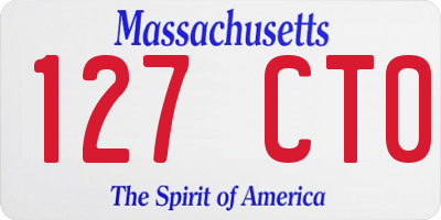 MA license plate 127CT0
