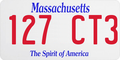 MA license plate 127CT3