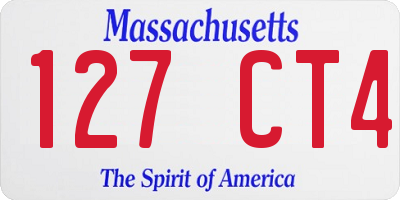 MA license plate 127CT4