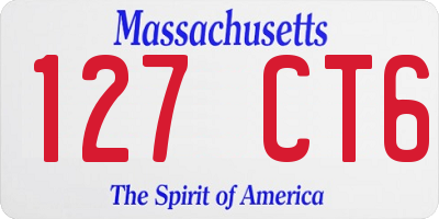 MA license plate 127CT6