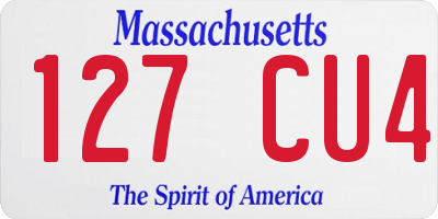 MA license plate 127CU4
