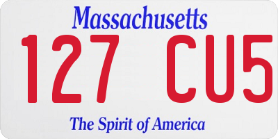 MA license plate 127CU5