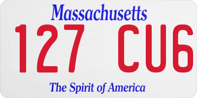 MA license plate 127CU6