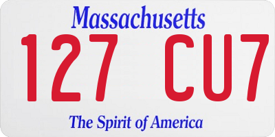 MA license plate 127CU7