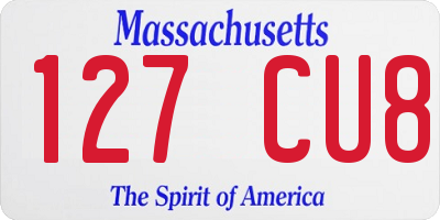 MA license plate 127CU8