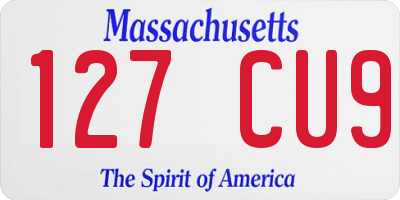 MA license plate 127CU9