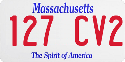 MA license plate 127CV2