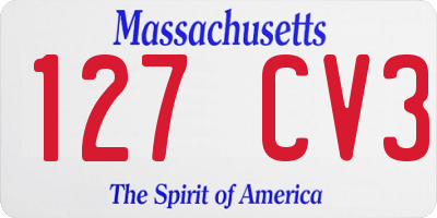 MA license plate 127CV3