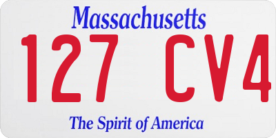MA license plate 127CV4