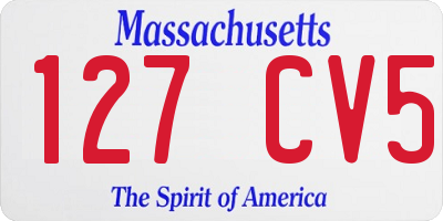MA license plate 127CV5