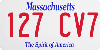 MA license plate 127CV7