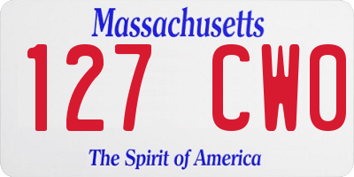 MA license plate 127CW0