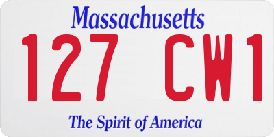 MA license plate 127CW1